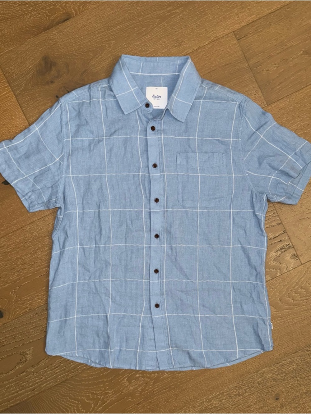 Katin Light‎ Blue Windowpane Short-Sleeve Button-Down Shirt